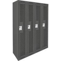 Clean Line Lockers, Bank of 4, 48" x 15" x 72", Steel, Charcoal, Rivet (Assembled), Perforated Action Paper