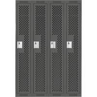 Clean Line Lockers, Bank of 4, 48" x 15" x 72", Steel, Charcoal, Rivet (Assembled), Perforated Action Paper