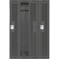 Clean Line Lockers, Bank of 4, 48" x 15" x 72", Steel, Charcoal, Rivet (Assembled), Perforated Action Paper