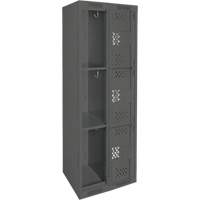 Clean Line Lockers, 3 -tier, Bank of 2, 24" x 12" x 72", Steel, Charcoal, Rivet (Assembled), Perforated Action Paper