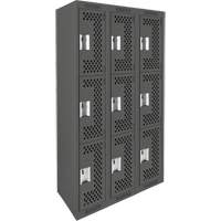 Casiers Clean Line, 3 niveaux, Bloc de 3, 36" x 12" x 72", Acier, Charbon, Rivet (assembl&eacute;), Perfor&eacute; Action Paper