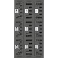 Casiers Clean Line, 3 niveaux, Bloc de 3, 36" x 12" x 72", Acier, Charbon, Rivet (assembl&eacute;), Perfor&eacute; Action Paper