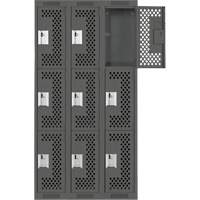 Casiers Clean Line, 3 niveaux, Bloc de 3, 36" x 12" x 72", Acier, Charbon, Rivet (assembl&eacute;), Perfor&eacute; Action Paper
