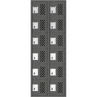 Assembled Lockerettes Clean Line Perforated Economy Lockers, 6 -tier, Bank of 2, 18" x 72" x 12", Steel Action Paper
