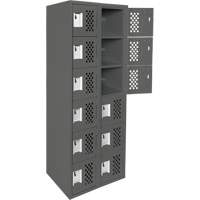 Assembled Lockerettes Clean Line Perforated Economy Lockers, 6 -tier, Bank of 2, 18" x 72" x 12", Steel Action Paper