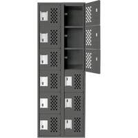Assembled Lockerettes Clean Line Perforated Economy Lockers, 6 -tier, Bank of 2, 18" x 72" x 12", Steel Action Paper