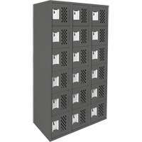 Assembled Lockerettes Clean Line Perforated Economy Lockers, 6 -tier, Bank of 3, 18" x 72" x 12", Steel Action Paper