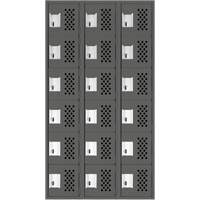Assembled Lockerettes Clean Line Perforated Economy Lockers, 6 -tier, Bank of 3, 18" x 72" x 12", Steel Action Paper