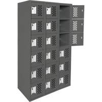 Assembled Lockerettes Clean Line Perforated Economy Lockers, 6 -tier, Bank of 3, 18" x 72" x 12", Steel Action Paper