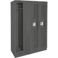 Clean Line Lockers, Bank of 4, 48" x 18" x 76", Steel, Charcoal, Rivet (Assembled), Perforated Action Paper
