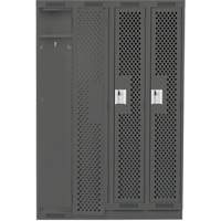 Clean Line Lockers, Bank of 4, 48" x 18" x 76", Steel, Charcoal, Rivet (Assembled), Perforated Action Paper
