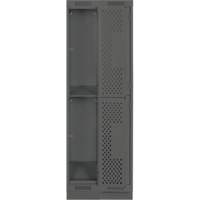 Clean Line Lockers, 2 -tier, Bank of 2, 24" x 15" x 76", Steel, Charcoal, Rivet (Assembled), Perforated Action Paper