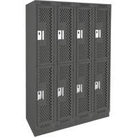 Clean Line Lockers, 2 -tier, Bank of 4, 48" x 15" x 76", Steel, Charcoal, Rivet (Assembled), Perforated Action Paper