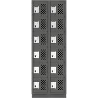 Clean-Line Perforated Lockerette, 6 -tier, Bank of 2, 15" x 72" x 12", Steel Action Paper