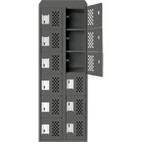 Clean-Line Perforated Lockerette, 6 -tier, Bank of 2, 15" x 72" x 12", Steel Action Paper