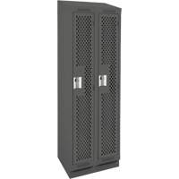 Clean Line Lockers, Bank of 2, 24" x 18" x 82", Steel, Charcoal, Rivet (Assembled), Perforated Action Paper