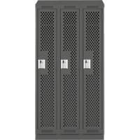 Clean Line Lockers, Bank of 3, 36" x 18" x 82", Steel, Charcoal, Rivet (Assembled), Perforated Action Paper