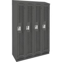 Clean Line Lockers, Bank of 4, 48" x 18" x 82", Steel, Charcoal, Rivet (Assembled), Perforated Action Paper