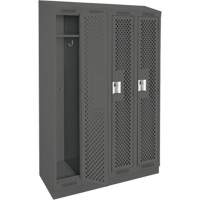 Clean Line Lockers, Bank of 4, 48" x 18" x 82", Steel, Charcoal, Rivet (Assembled), Perforated Action Paper