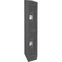 Clean Line Lockers, 2 -tier, 12" x 15" x 82", Steel, Charcoal, Rivet (Assembled), Perforated Action Paper