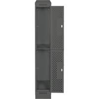 Clean Line Lockers, 2 -tier, 12" x 15" x 82", Steel, Charcoal, Rivet (Assembled), Perforated Action Paper