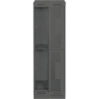Clean Line Lockers, 2 -tier, Bank of 2, 24" x 15" x 82", Steel, Charcoal, Rivet (Assembled), Perforated Action Paper