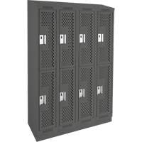 Clean Line Lockers, 2 -tier, Bank of 4, 48" x 15" x 82", Steel, Charcoal, Rivet (Assembled), Perforated Action Paper