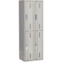 Concorde Heavy-Duty Lockers, 2 -tier, Bank of 2, 24" x 18" x 72", Steel, Grey, Welded (Assembled) Action Paper