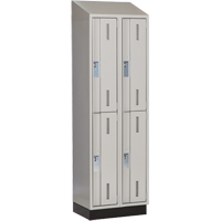 Concorde Heavy-Duty Lockers, 2 -tier, Bank of 2, 24" x 18" x 82", Steel, Grey, Welded (Assembled) Action Paper