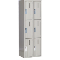Concorde Heavy-Duty Lockers, 3 -tier, Bank of 2, 24" x 18" x 72", Steel, Grey, Welded (Assembled) Action Paper