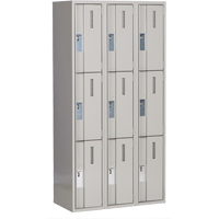 Concorde Heavy-Duty Lockers, 3 -tier, Bank of 3, 36" x 18" x 72", Steel, Grey, Welded (Assembled) Action Paper