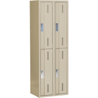 Concorde Heavy-Duty Lockers, 2 -tier, Bank of 2, 24" x 18" x 72", Steel, Beige, Welded (Assembled) Action Paper