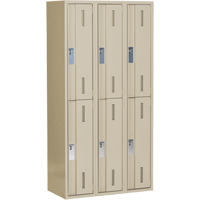 Concorde Heavy-Duty Lockers, 2 -tier, Bank of 3, 36" x 18" x 72", Steel, Beige, Welded (Assembled) Action Paper