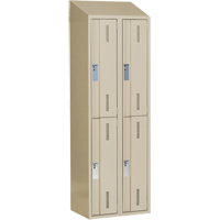 Concorde Heavy-Duty Lockers, 2 -tier, Bank of 2, 24" x 18" x 78", Steel, Beige, Welded (Assembled) Action Paper