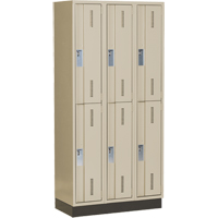 Concorde Heavy-Duty Lockers, 2 -tier, Bank of 3, 36" x 18" x 76", Steel, Beige, Welded (Assembled) Action Paper