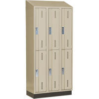 Concorde Heavy-Duty Lockers, 2 -tier, Bank of 3, 36" x 18" x 82", Steel, Beige, Welded (Assembled) Action Paper