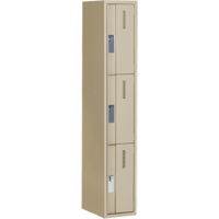 Concorde Heavy-Duty Lockers, 3 -tier, 12" x 18" x 72", Steel, Beige, Welded (Assembled) Action Paper