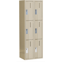 Concorde Heavy-Duty Lockers, 3 -tier, Bank of 2, 24" x 18" x 72", Steel, Beige, Welded (Assembled) Action Paper