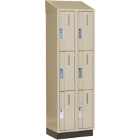 Concorde Heavy-Duty Lockers, 3 -tier, Bank of 2, 24" x 18" x 82", Steel, Beige, Welded (Assembled) Action Paper
