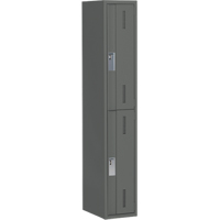 Concorde Heavy-Duty Lockers, 2 -tier, 12" x 18" x 72", Steel, Charcoal, Welded (Assembled) Action Paper