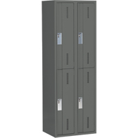 Concorde Heavy-Duty Lockers, 2 -tier, Bank of 2, 24" x 18" x 72", Steel, Charcoal, Welded (Assembled) Action Paper