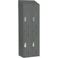 Concorde Heavy-Duty Lockers, 2 -tier, Bank of 2, 24" x 18" x 78", Steel, Charcoal, Welded (Assembled) Action Paper