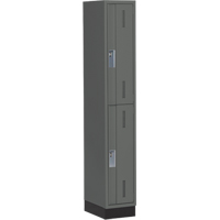 Concorde Heavy-Duty Lockers, 2 -tier, 12" x 18" x 76", Steel, Charcoal, Welded (Assembled) Action Paper
