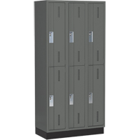 Concorde Heavy-Duty Lockers, 2 -tier, Bank of 3, 36" x 18" x 76", Steel, Charcoal, Welded (Assembled) Action Paper