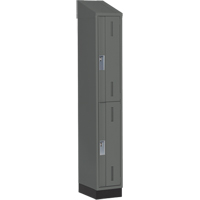 Concorde Heavy-Duty Lockers, 2 -tier, 12" x 18" x 82", Steel, Charcoal, Welded (Assembled) Action Paper