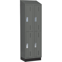 Concorde Heavy-Duty Lockers, 2 -tier, Bank of 2, 24" x 18" x 82", Steel, Charcoal, Welded (Assembled) Action Paper