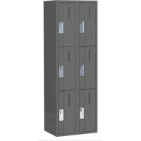 Concorde Heavy-Duty Lockers, 3 -tier, Bank of 2, 24" x 18" x 72", Steel, Charcoal, Welded (Assembled) Action Paper