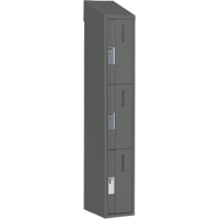 Concorde Heavy-Duty Lockers, 3 -tier, 12" x 18" x 78", Steel, Charcoal, Welded (Assembled) Action Paper