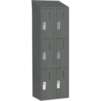 Concorde Heavy-Duty Lockers, 3 -tier, Bank of 2, 24" x 18" x 78", Steel, Charcoal, Welded (Assembled) Action Paper