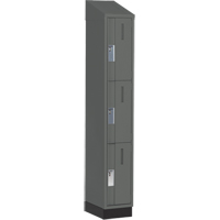 Concorde Heavy-Duty Lockers, 3 -tier, 12" x 18" x 82", Steel, Charcoal, Welded (Assembled) Action Paper